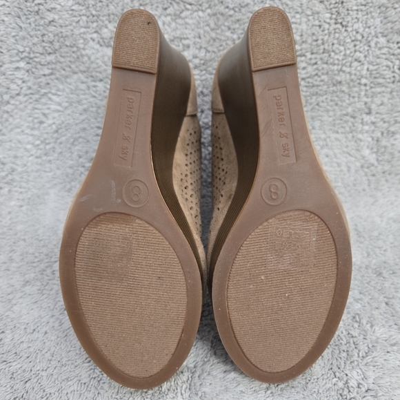 Wedge Heel Booties Peep Toe Perforated Buckle Ankle Boots‎ - Picture 9 of 10